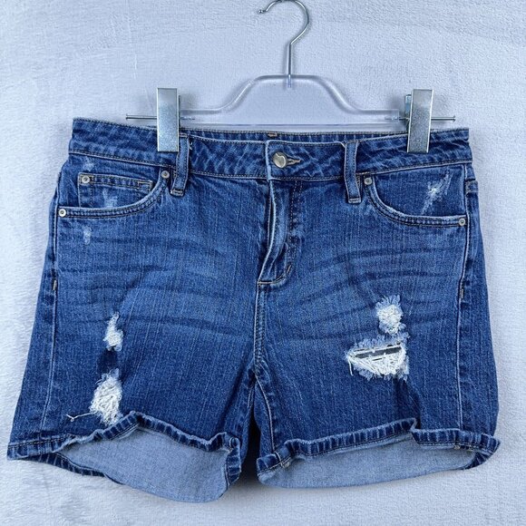 Joe's Distressed Cut-Off Denim Jeans Shorts Retro Medium Wash Blue Womens SZ W28 - Picture 1 of 9